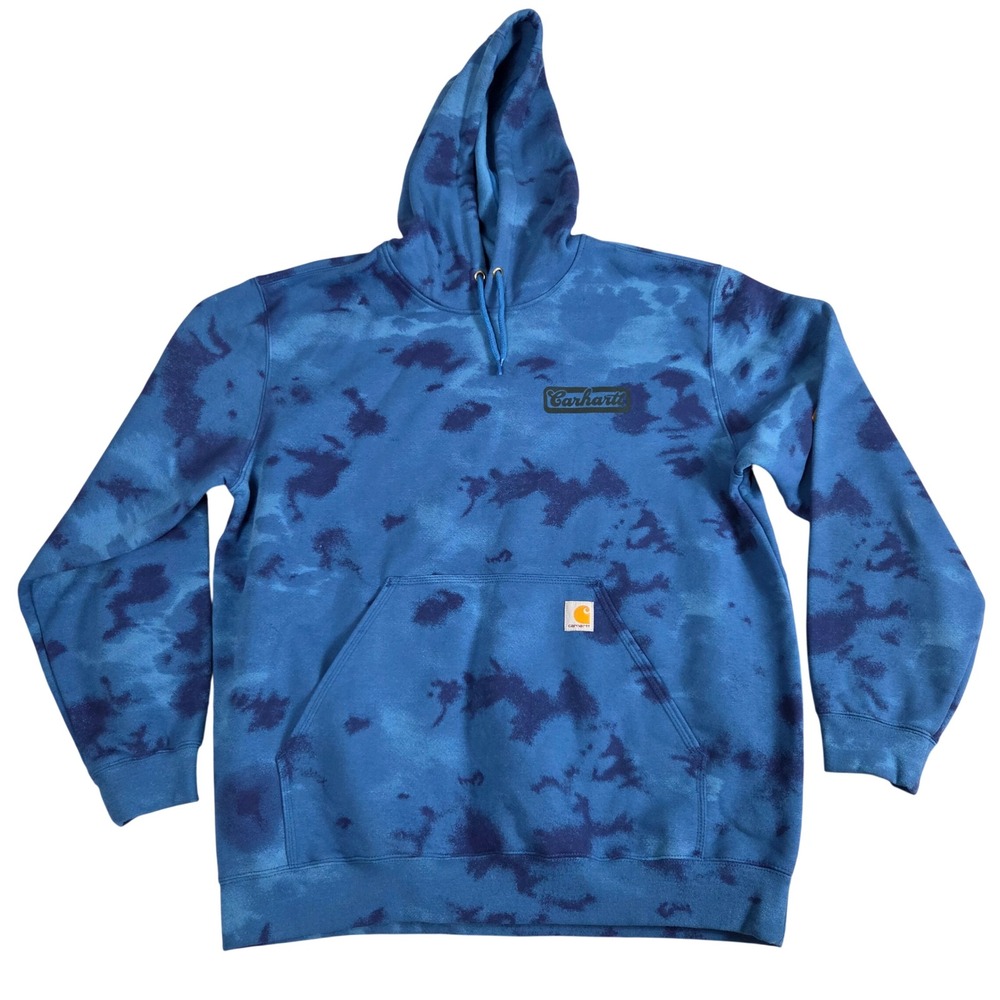 Carhartt Hoodie Mens XL Blue New Watercolor Camo Graphic Sweatshirt TS7206-M